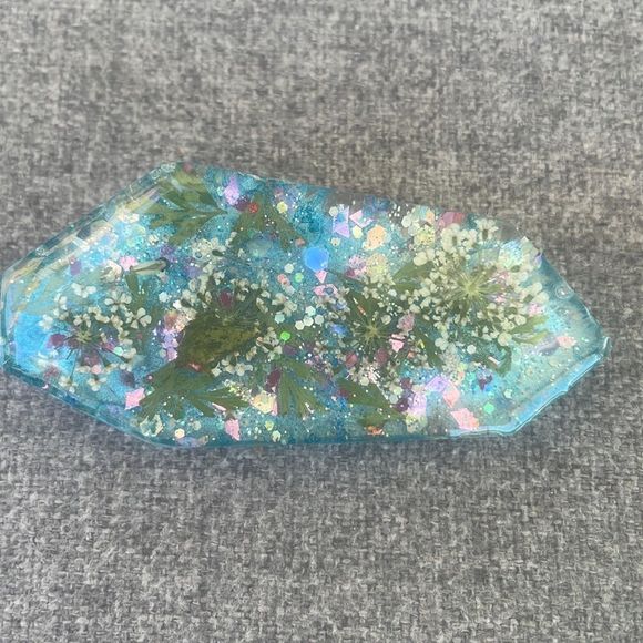 #107 Pressed Flower French Barrett Hair Clip - Picture 4 of 17